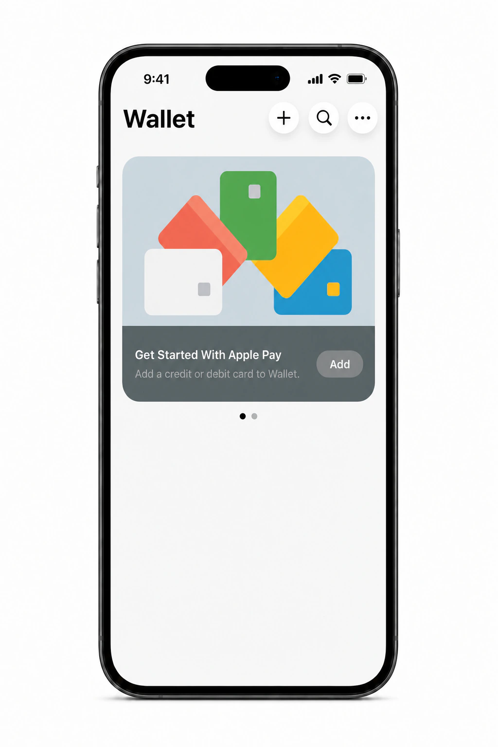 Откройте Apple Wallet на iPhone и нажмите на значок +